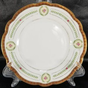 Antique Moritz Zdekauer Pink Rose Porcelain Bread & Butter Plate